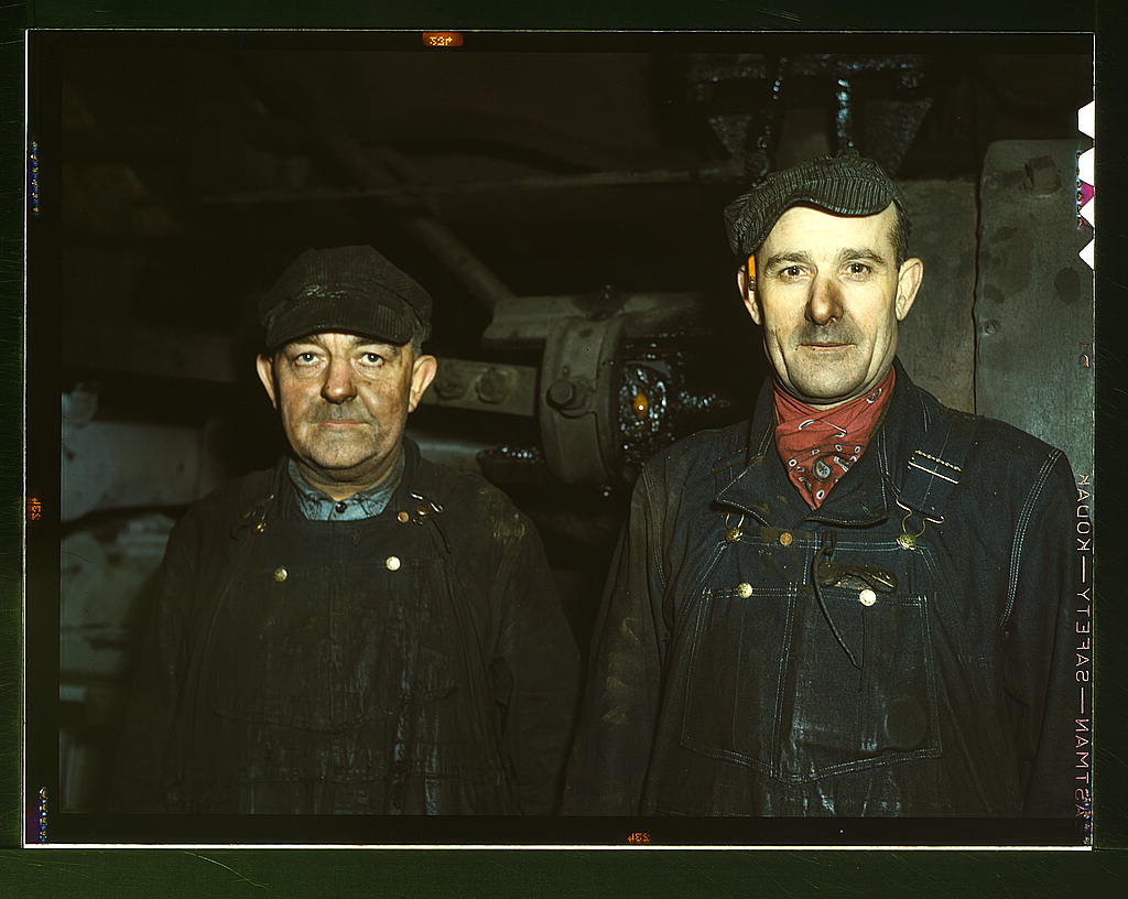 Two workers in the roundhouse at the C & NW RR., Proviso yard, Chicago, Ill.1942.jpg